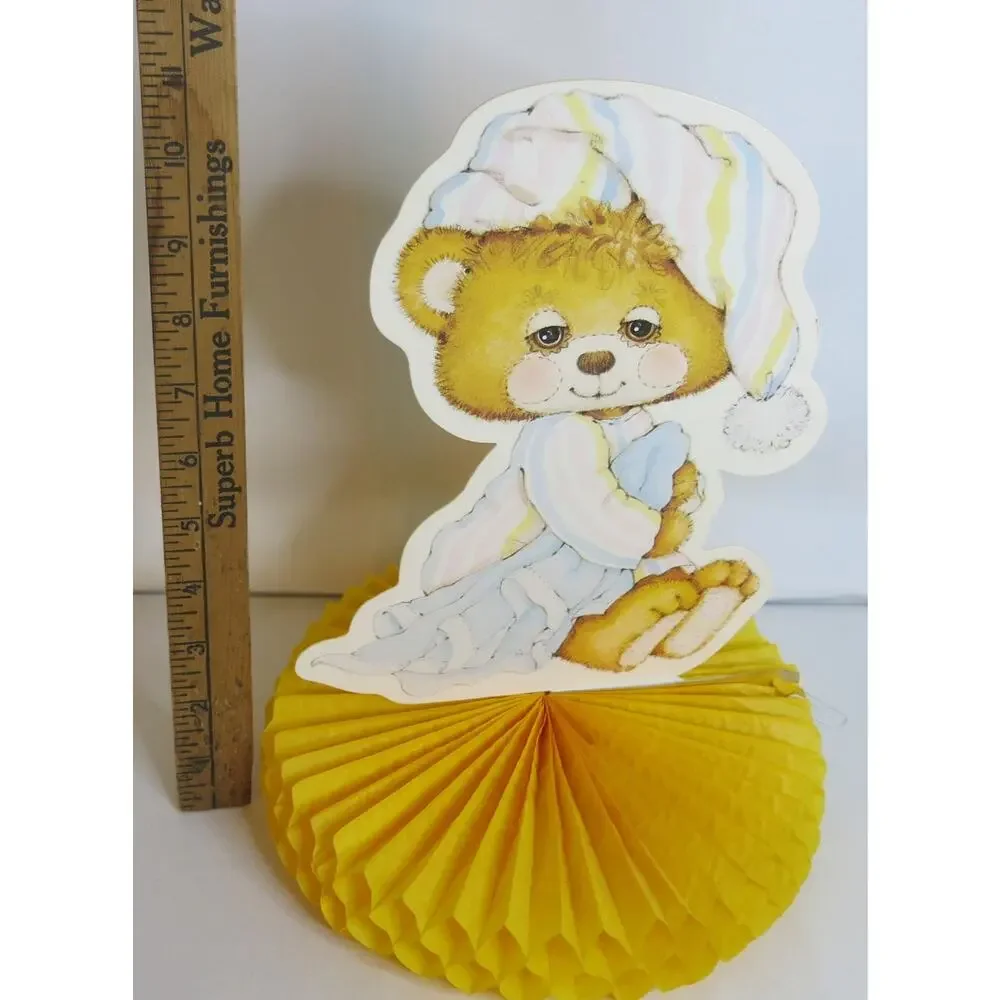 Vintage Teddy Beddy Bear Table Decoration Birthday Shower Honeycomb 80's Morgan